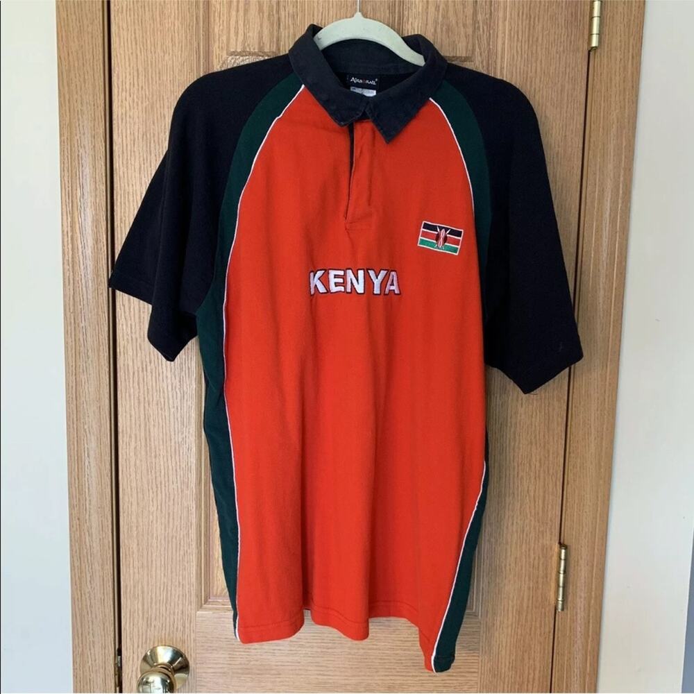 Vtg Airborne Embroidered Kenya Polo XL